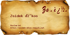 Zsidek Ákos névjegykártya